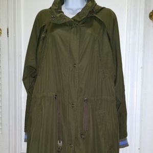 Free People jacket with blue stripes  and hood.